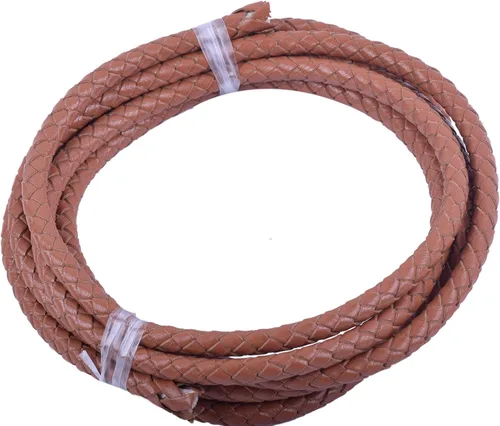 Miniatura 62 de KONMAY 2 yardas 8.0mm Cordón redondo de cuero trenzado auténtico marrón antiguo para corbata de bolo