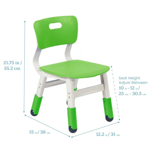 Miniatura 3 de ECR4Kids Silla ajustable para aula, asientos flexibles, verde hierba, paquete de 2 Verde (Grassy Green)
