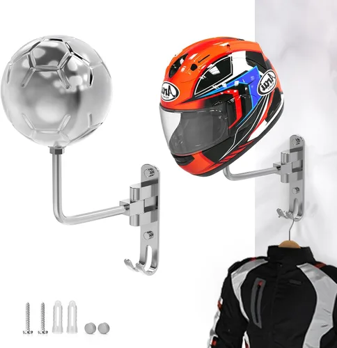 Miniatura 9 de Colgador de Casco para Pared Giratorio 180° Soporte para Casco para Motocicleta Bicicleta Carreras Ropa Exterior Equipo Deportivo Negro 4