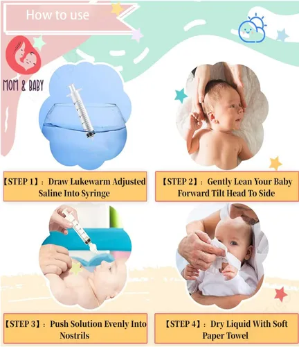 Miniatura 3 de Irrigator Nasal para Bebé, Jeringa Nasal para Bebé de 10ml, Irrigador Portátil para Limpieza de Nariz de Bebé, Aspirador Nasal para Lavado Nasal