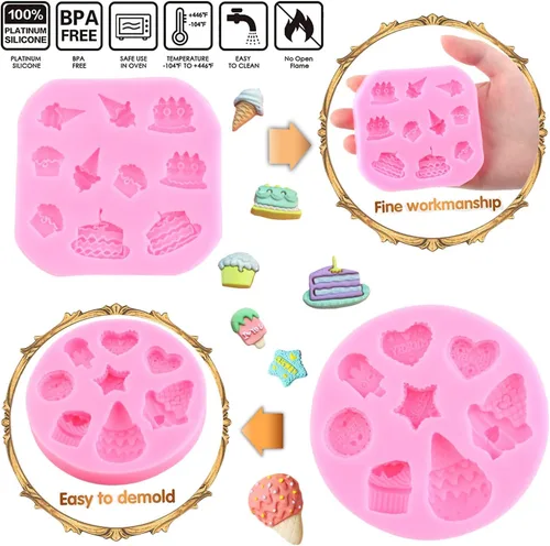 Miniatura 4 de Mujiang Mini molde de silicona para paletas de helado de verano, para decoración de pasteles de cumpleaños, cupcakes, caramelo, arcilla, chocolate