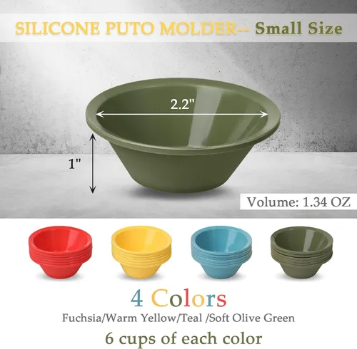 Miniatura 2 de Webake 24 piezas de silicona Puto Molder filipino de tamaño pequeño, 2.2 pulgadas de plástico de repuesto para hornear, molinillo Kutsinta