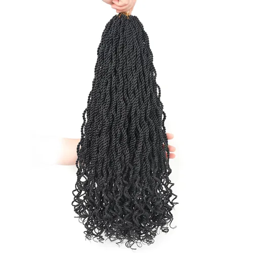 Miniatura 10 de Leeven Cabello de Ganchillo Rizado Senegalés de 12 Pulgadas, 8 Paquetes Trenzas de Ganchillo Cortas Ombre Marrón, Trenzas Havana Pequeñas #T30