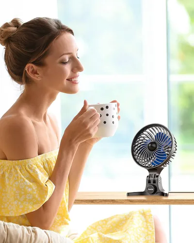 Miniatura 5 de AaoLin Ventilador de escritorio USB, ventiladores pequeños con velocidades variables CVT, flujo de aire de enfriamiento fuerte, portátil silencioso