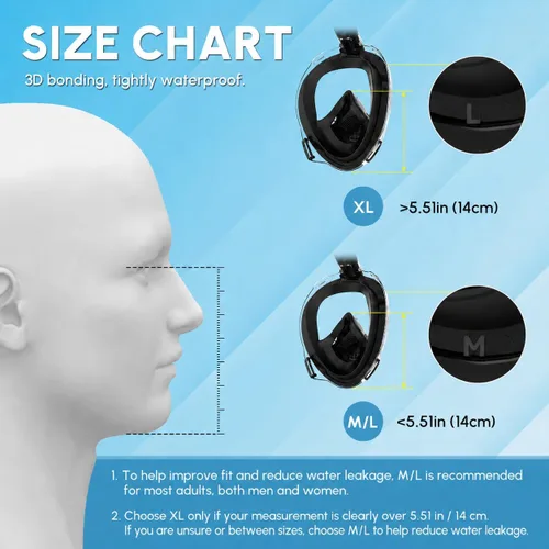 Miniatura 3 de Yosmer Electric Full Face Snorkel Mask for Adults, Fan-Assisted Snorkeling Mask with Dry Top System, 180° Panoramic View, Anti-Fog Design, Foldable