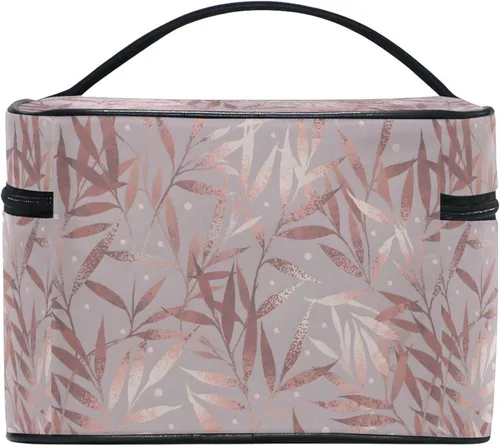 Miniatura 4 de Bolsa de maquillaje, bolsa organizadora de maquillaje de viaje con estampado de leopardo rosa, neceser para niñas, mujeres y mujeres, Geométrico 115