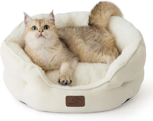 Miniatura 27 de Bedsure Camas refrescantes para perros pequeños, camas redondas para gatos de interior, cama lavable para cachorros y gatitos con parte inferior Azul