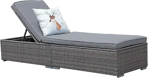 Miniatura 6 de JOIVI Tumbona para exteriores, sillas de mimbre de polietileno para todo tipo de clima, sillas de piscina para exteriores, silla reclinable de ratán
