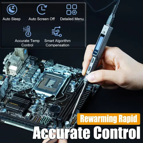 Miniatura 4 de Kit de estación de soldador original TS101 de UY CHAN, actualizado de TS100, DC 65W, PD 45W, mini soldador eléctrico portátil inteligente
