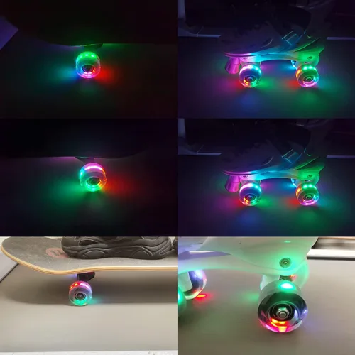 Miniatura 4 de FREEDARE Ruedas de patinaje de 2.126 in/2.283 in, ruedas y rodamientos para patineta para interiores y exteriores, ruedas de patinaje luminosas 83A