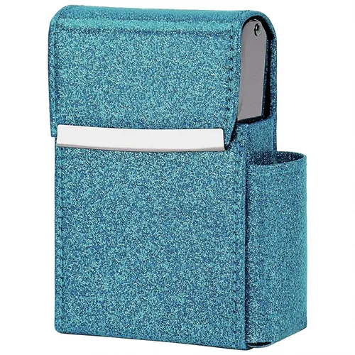Miniatura 8 de Caja de cigarrillos deslizante de piel sintética con soporte para encendedor y trabilla para cinturón para hombres y mujeres, unisex