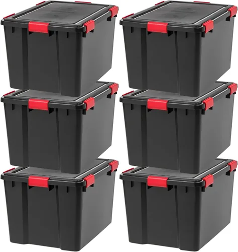Miniatura 12 de IRIS - Caja de almacenamiento WEATHERTIGHT de 19 cuartos de galón, paquete de 6, color negro