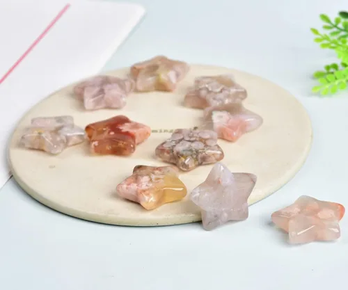 Miniatura 6 de JIC Gem 1.2 "Natural Sakura flor ágata estrella en forma de flor de cerezo ágata piedras de cristal a granel de piedras preciosas de estrella