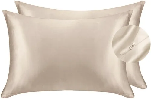 Miniatura 23 de Juwenin Bedding, funda de almohada de satén sedosa súper suave y lujosa con cremallera (funda de almohada de satén sedoso para el cabello), juego