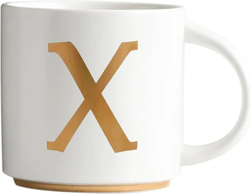 Miniatura 8 de COLLECTIVE HOME - Tazas de cerámica con monograma, tazas de café con inicial dorada de 15 onzas, elegantes tazas de té del alfabeto, elegante taza p