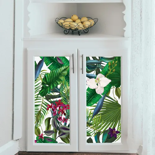 Miniatura 7 de Papel tapiz botánico para despegar y pegar, papel de contacto floral verde para paredes, autoadhesivo para plantas, hojas, selva, papel tapiz