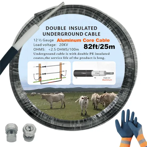 Calibre 12-1/2 82 pies cerca eléctrica de alambre doble aislado subterráneo,Valla eléctrica doble aislamiento subterráneo cable duro,Cable de núcleo