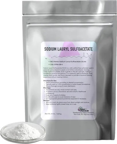 Miniatura 2 de SLSA Lauril Sulfoacetato de sodio grado cosmético 8 oz / 226 g – Surfactante orgánico suave espumante para champús, jabones corporales y bombas
