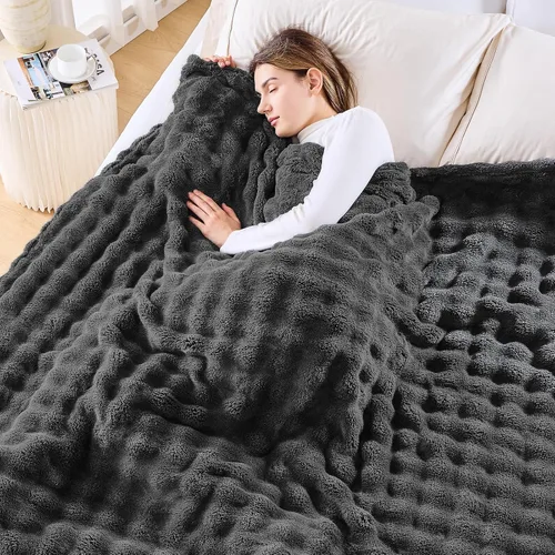 Miniatura 48 de NEWCOSPLAY Manta para Sofá Aqua Súper Suave de Franela Polar 3D Burbuja Ligera Manta de Cama para Uso en Todas las Estaciones (Aqua, Throw(50"x60"))