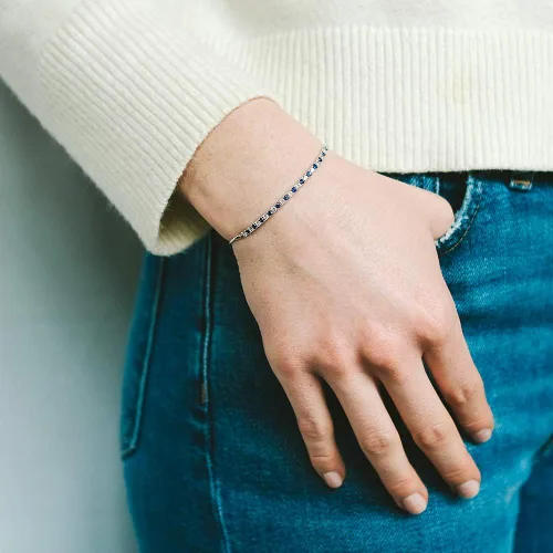 Miniatura 4 de Tirafina Gemstone and Lab-Created White Sapphire Adjustable Bolo Bracelet, Sterling Silver, Easy-On Easy-Off (6, 7 and 8 inch Wrist Size)