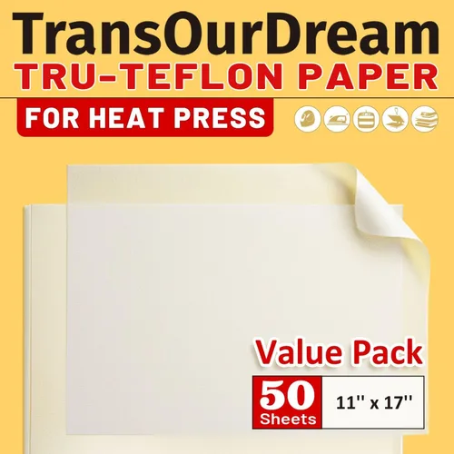Miniatura 9 de TransOurDream Paquete de 3 Láminas de Teflón PTFE Tamaño S de 8.5 x 11" para Mini Prensa de Calor Alfombrilla Artesanal Resistente al Calor Papel