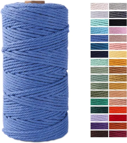 Miniatura 67 de Cuerda de Macramé Gris Claro 3mm x 109 Yardas, Cuerda de Algodón de Colores Cuerda para Manualidades Cuerda de Algodón Colorida para Colgar
