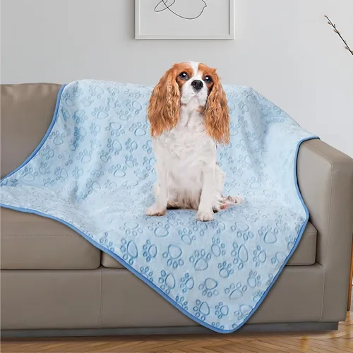 Miniatura 15 de Manta para perros rellena premium suave, con impresión de huella de pata gris de franela, 43 * 66 pulgadas, manta autocalentable para gatos