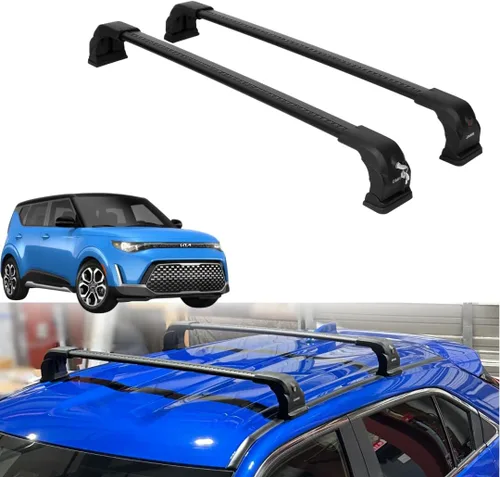 Miniatura 10 de ERKUL Barras transversales de techo para Kia Soul 2014-2019 Barras transversales de aluminio Aero mejoradas con bloqueo antirrobo para techo