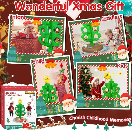 Miniatura 5 de maysida Árbol de Navidad Mini para Bebés, Juguetes Educativos de Plástico Coloridos, Marionetas de Dedo de Muñeco de Nieve/Alce/Papá Noel para Niños