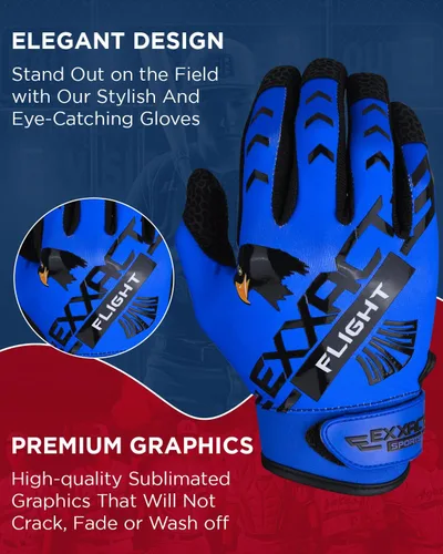 Miniatura 2 de Exxact Sports Guantes de bateo de béisbol para jóvenes y adultos con palma de cuero texturizada, guantes de bateo de sóftbol para mujeres/hombres