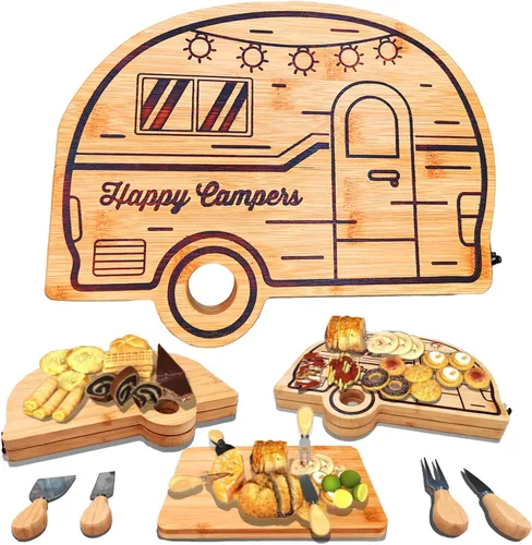Tablas de Charcutería Plegables para RV de Haigoo, Esenciales de Camping para RV con Juego de Cuchillos para Queso, Accesorios para Camper de RV