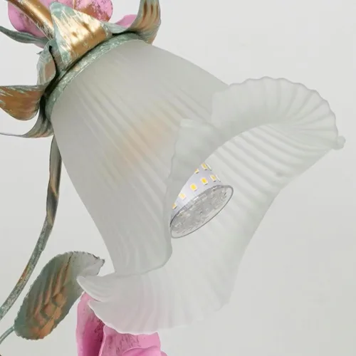 Miniatura 6 de Meefad Lámpara de mesa floral, elegantes lámparas de mesita de noche con pantalla de cristal, luz nocturna para niñas para escritorio pequeño