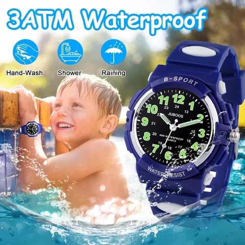 Miniatura 2 de Juboos Reloj analógico para niños, reloj de cuarzo impermeable para niños de 5 a 18 años, para enseñar deportes al aire libre, regalos para niños
