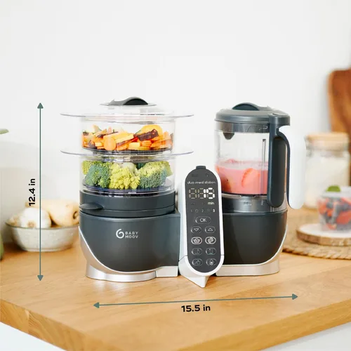 Miniatura 8 de Babymoov Duo Meal Station - Máquina de alimentos 6 en 1, procesador de alimentos con olla de vapor, licuadora de múltiples velocidades, purés