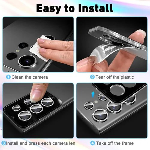 Miniatura 6 de LucBuy Protector de lente de cámara para Samsung Galaxy Z Fold 3, cubierta de cámara de vidrio templado Protector de pantalla Adhesivo de película