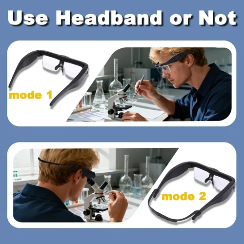 Miniatura 6 de Lupas profesionales con 5 lentes desmontables de 0.75 x 4.0 x y 3 luces LED, lupa recargable manos libres para trabajo cercano, manualidades