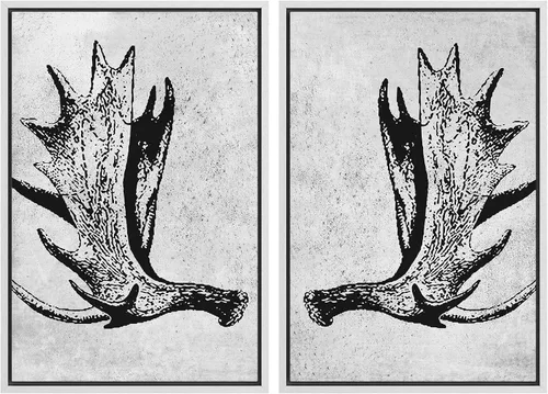 Miniatura 128 de SIGNWIN Lienzo enmarcado para pared, juego de arte con anillos de árbol de bosque grunge en blanco y negro, ilustraciones de naturaleza silvestre