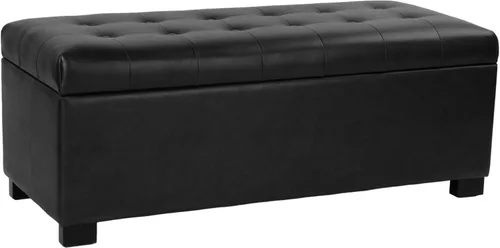 Miniatura 26 de HomePop Decoración del hogar Banco de almacenamiento con botones Banco otomano con almacenamiento para sala de estar y dormitorio, cuero Piel