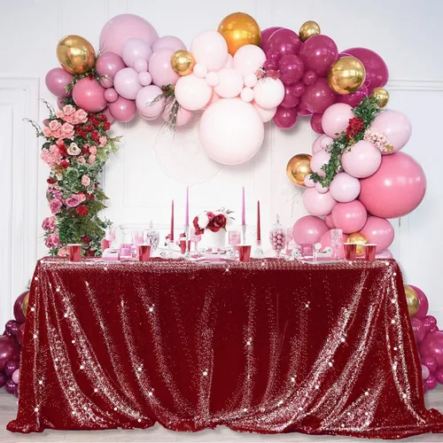 Miniatura 39 de Manteles redondos de lentejuelas negros para fiestas, de 121,9 cm, mantel redondo de purpurina ajustado, pequeño, lindo y dulce, para boda