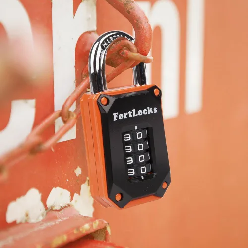 Miniatura 6 de FortLocks - Candado de casillero de gimnasio de 4 dígitos, resistente, de acero inoxidable endurecido, resistente a la intemperie y para exteriores