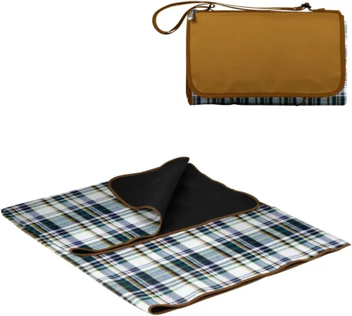 PICNIC TIME Manta de picnic al aire libre, manta plegable de 59 x 51 pulgadas para playa y campamento con forro polar suave, parte inferior Cuadros