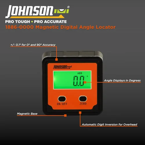 Miniatura 7 de Johnson Level & Tool 1886-0000 Localizador de Ángulo Magnético Digital con 2 Botones, Naranja, 1 Localizador