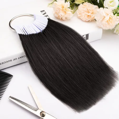 Miniatura 7 de Noverlife 30 muestras de cabello puro para prueba de color, cabello humano Remy real, kit de prueba de anillo de color de cabello negro, muestra
