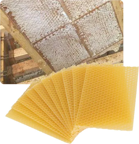 Miniatura 5 de 10 hojas de cera de abeja natural, hojas de cera de abeja, base de cera, colmenas de abeja, hojas de cera de abejas para hacer velas, muebles