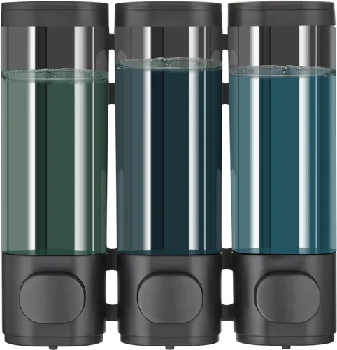 Miniatura 12 de Dispensador de ducha Pollock - Dispensador de champú y acondicionador sin taladro de 1 cámara para baño, de gran capacidad, negro