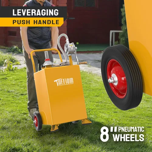 Miniatura 4 de TUFFIOM Carrito de combustible de 20 galones con ruedas y bomba de sifón manual, tanque de almacenamiento de transferencia de combustible diésel
