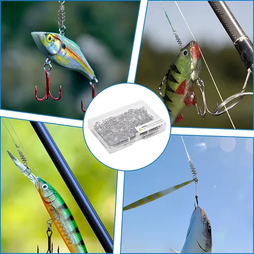 Miniatura 7 de SILANON Sacacorchos de pesca a presión giratorios, 50 piezas de acero inoxidable remolino giratorio barril giratorio con sacacorchos clips rápidos