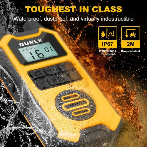 Miniatura 2 de Walkie Talkies para adultos de largo alcance – Paquete de 4 radios bidireccionales FRS recargables de alta resistencia con alerta meteorológica