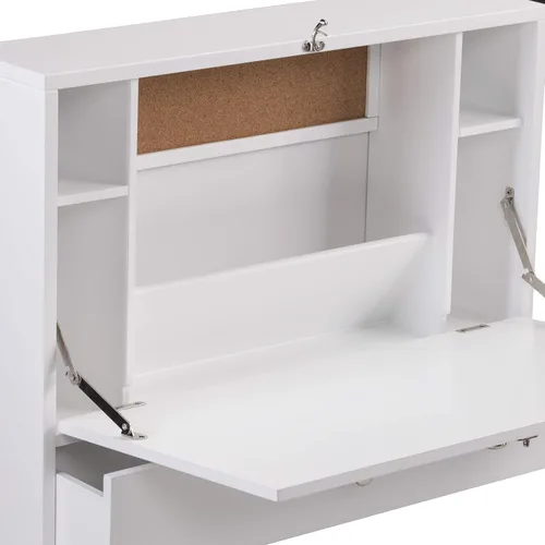 Miniatura 6 de SEI Furniture Willingham - Escritorio plegable para montaje en pared, color blanco