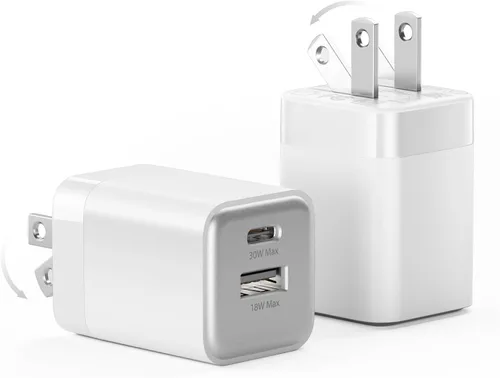 Miniatura 11 de wegear Cargador rápido USB C de 30 W, cargador de pared USB C de doble puerto con enchufe plegable para iPhone 17/16/15, Samsung S24, iPad, 40% más
